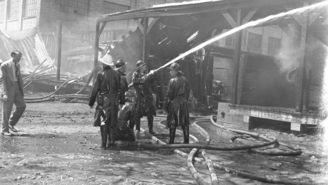 AMI Factory on fire in 1948